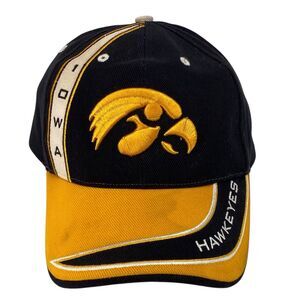 VTG Iowa Hawkeyes Black Gold Cap Hat snapback Headwear Collegiate Licensed